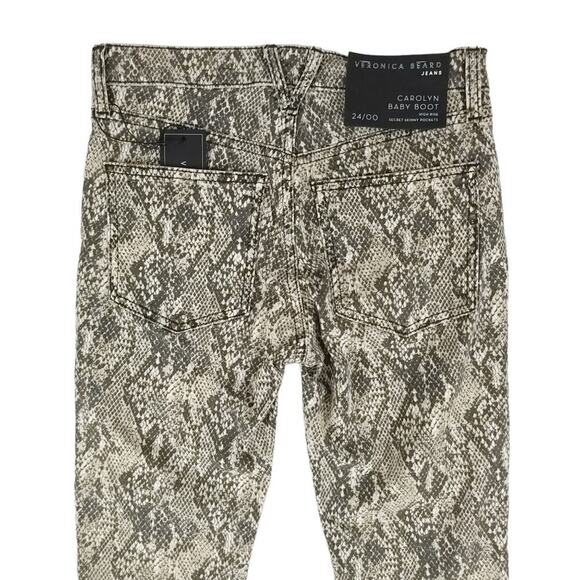 Veronica Beard Carolyn High Rise Baby Boot Cut Nude Multi Wash Python Print - Picture 5 of 12